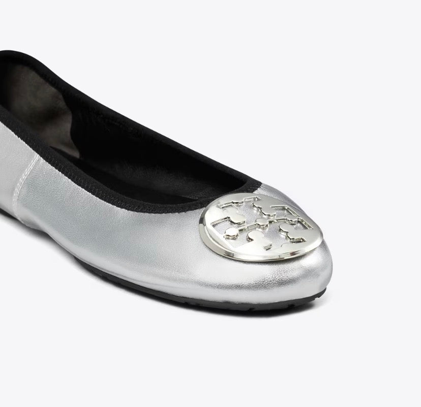 TORY BURCH REVA TRAVEL BALLET  -  Silver