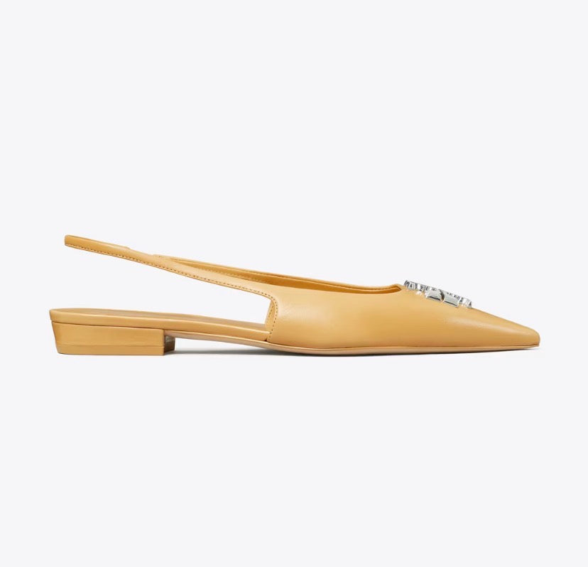 TORY BURCH ELEANOR SLINGBACK FLAT   -  Honeycomb Tan