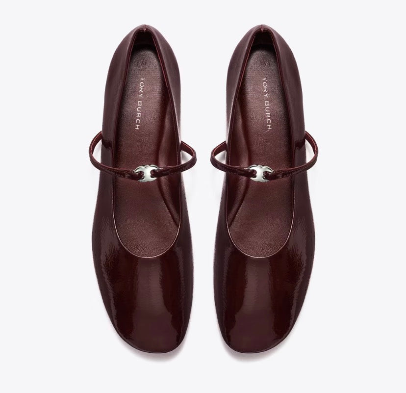 TORY BURCH GEMINI LINK MARY JANE   -  Plum / Silver
