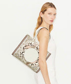 TORY BURCH SMALL ELLA PRINTED TOTE  -  pink cockatoo