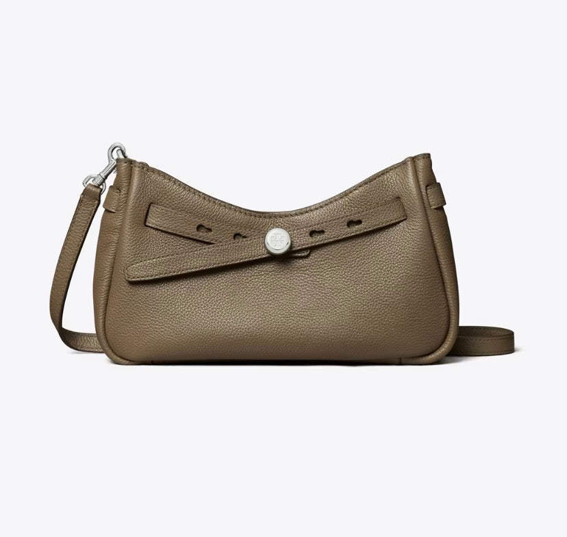 TORY BURCH ROMY ZIP TOP CROSSBODY  -  wild mushroom