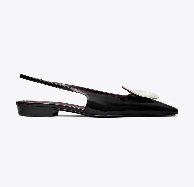 TORY BURCH PATOS SLINGBACK   -  Perfect Black / Silver