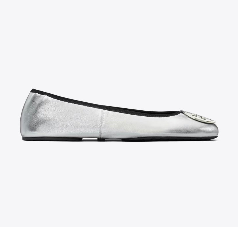 TORY BURCH REVA TRAVEL BALLET  -  Silver