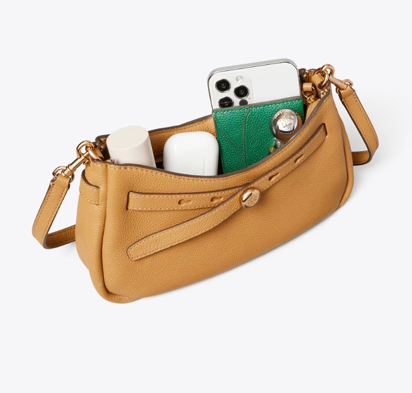 TORY BURCH ROMY ZIP TOP CROSSBODY  -  tiramisu