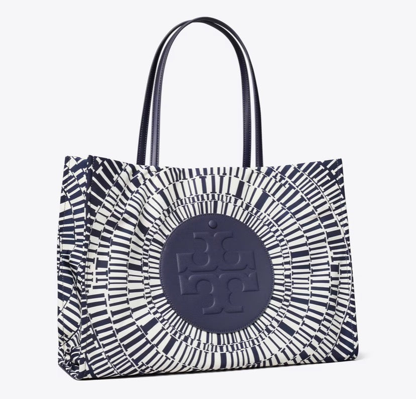 TORY BURCH ELLA PRINTED TOTE  -  navy circle