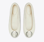TORY BURCH REVA TRAVEL BALLET  -  Light Cream / Silver