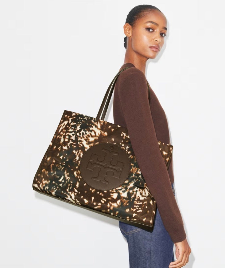 TORY BURCH ELLA PRINTED TOTE  -  fall fawn