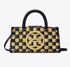 TORY BURCH ELLA HAND-CROCHETED EAST-WEST TOTE  -  black / natural