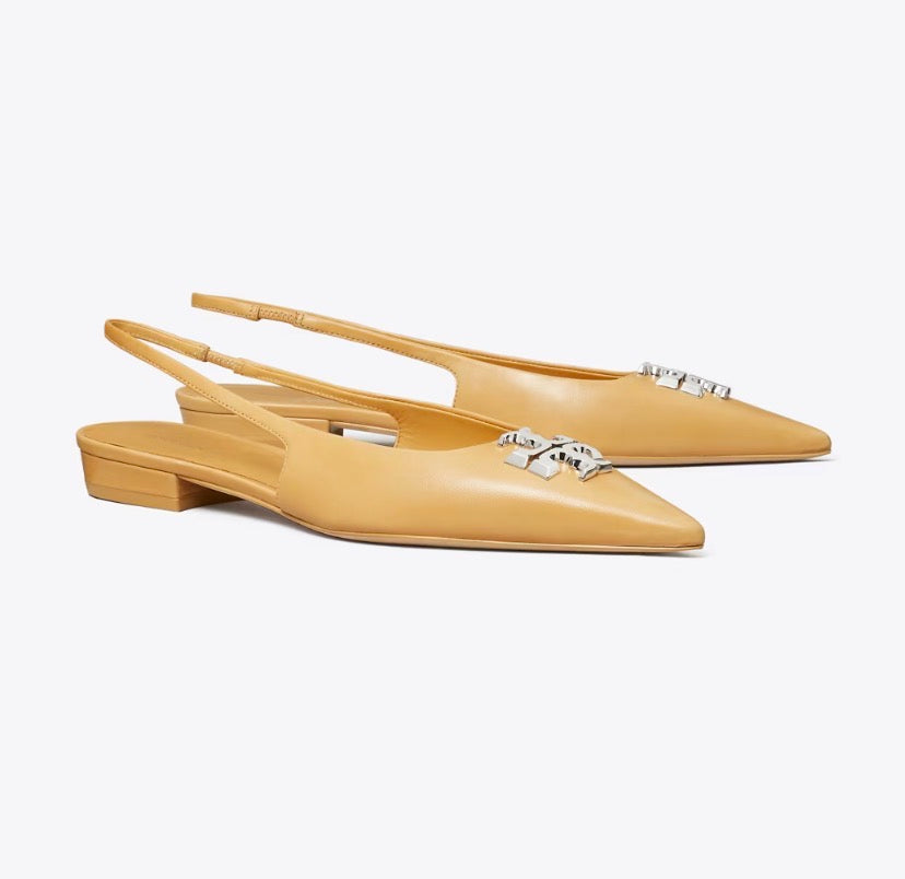 TORY BURCH ELEANOR SLINGBACK FLAT   -  Honeycomb Tan