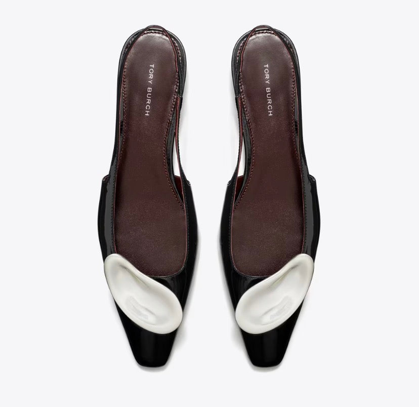 TORY BURCH PATOS SLINGBACK   -  Perfect Black / Silver