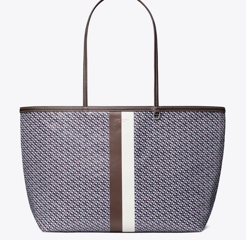 TORY BURCH RACER TOTE  -  blue printed