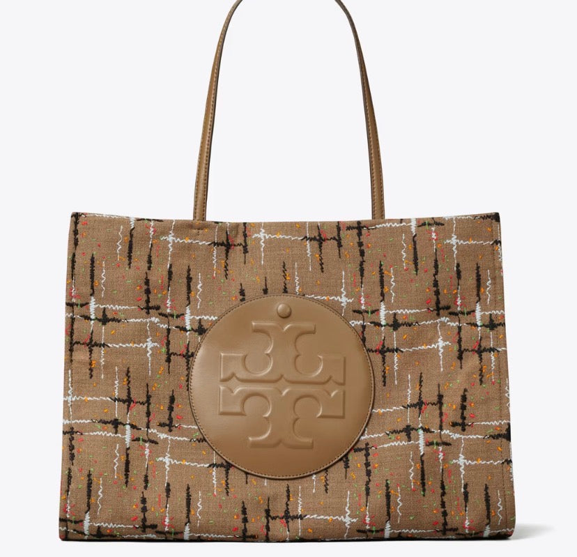 TORY BURCH ELLA EMBELLISHED TOTE  -  multi