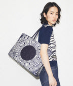 TORY BURCH ELLA PRINTED TOTE  -  navy circle