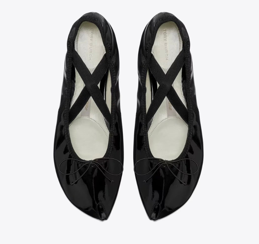 TORY BURCH PEEP-TOE MARY JANE BALLET   -  Perfect Black