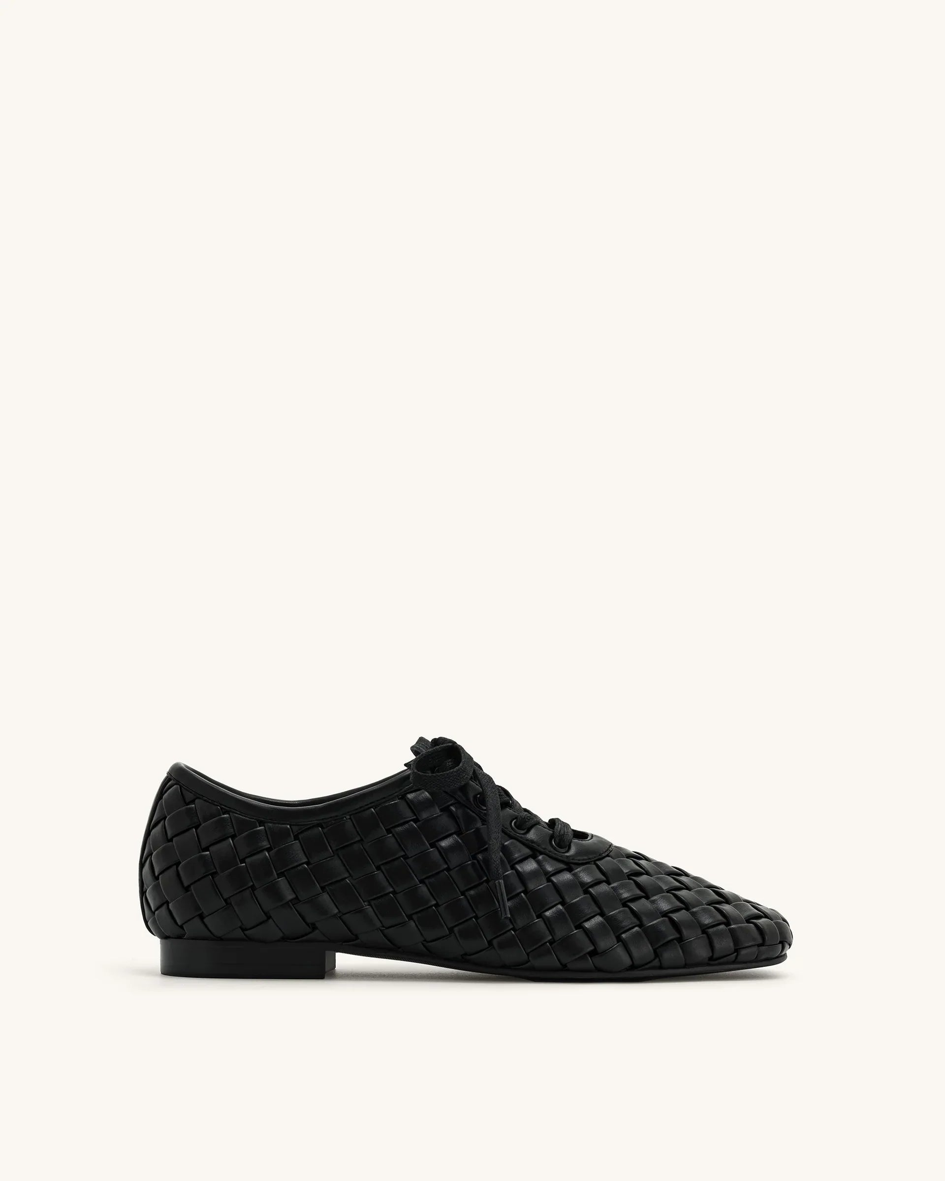 JW PEI Kayla Weave Strap Flat Shoes - Black