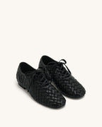 JW PEI Kayla Weave Strap Flat Shoes - Black