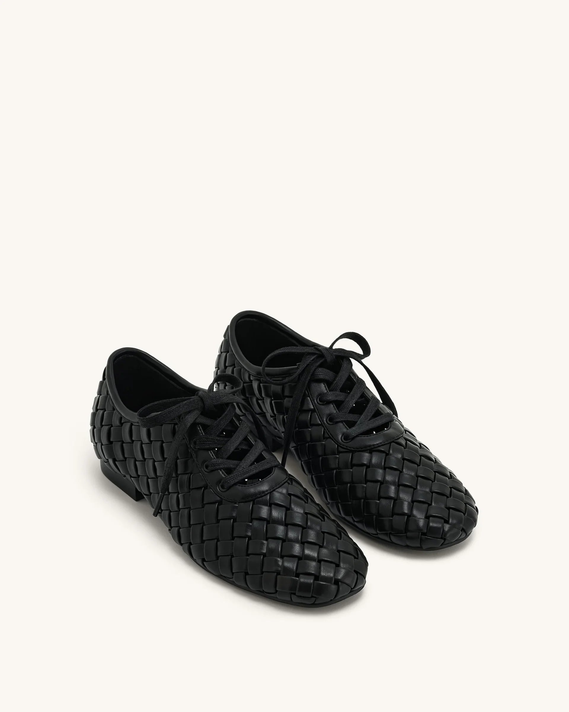 JW PEI Kayla Weave Strap Flat Shoes - Black
