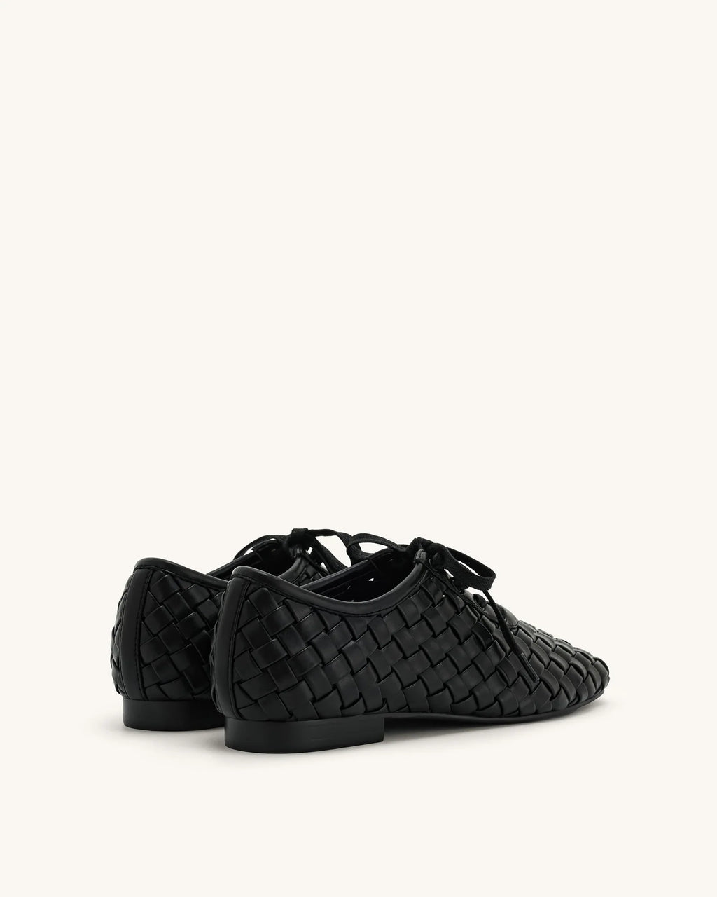 JW PEI Kayla Weave Strap Flat Shoes - Black