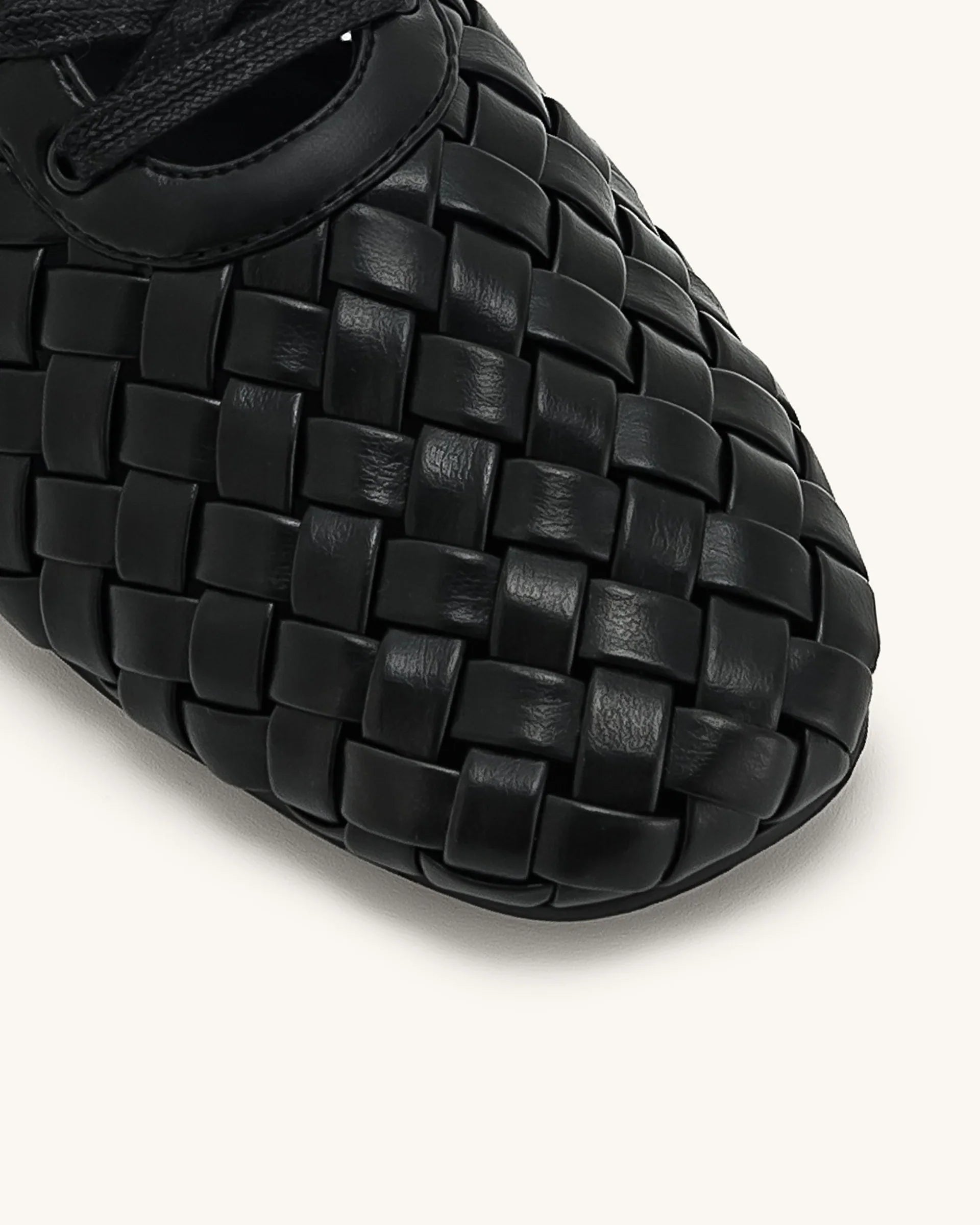 JW PEI Kayla Weave Strap Flat Shoes - Black