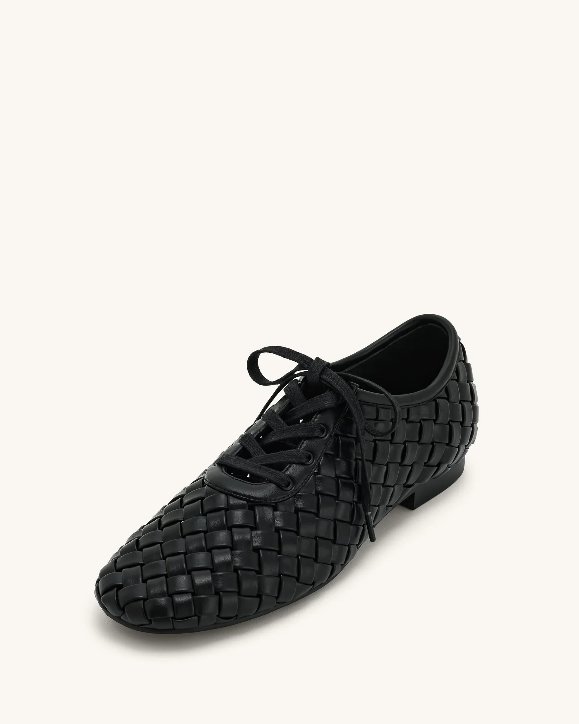 JW PEI Kayla Weave Strap Flat Shoes - Black