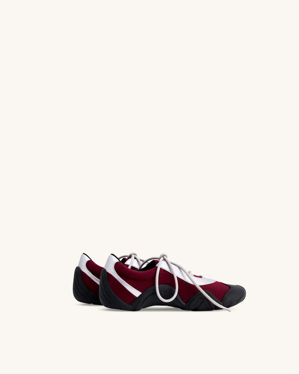 JW PEI Caitlin Faux Suede Lace-up Ballerina Sneakers - Burgundy & Light Grey