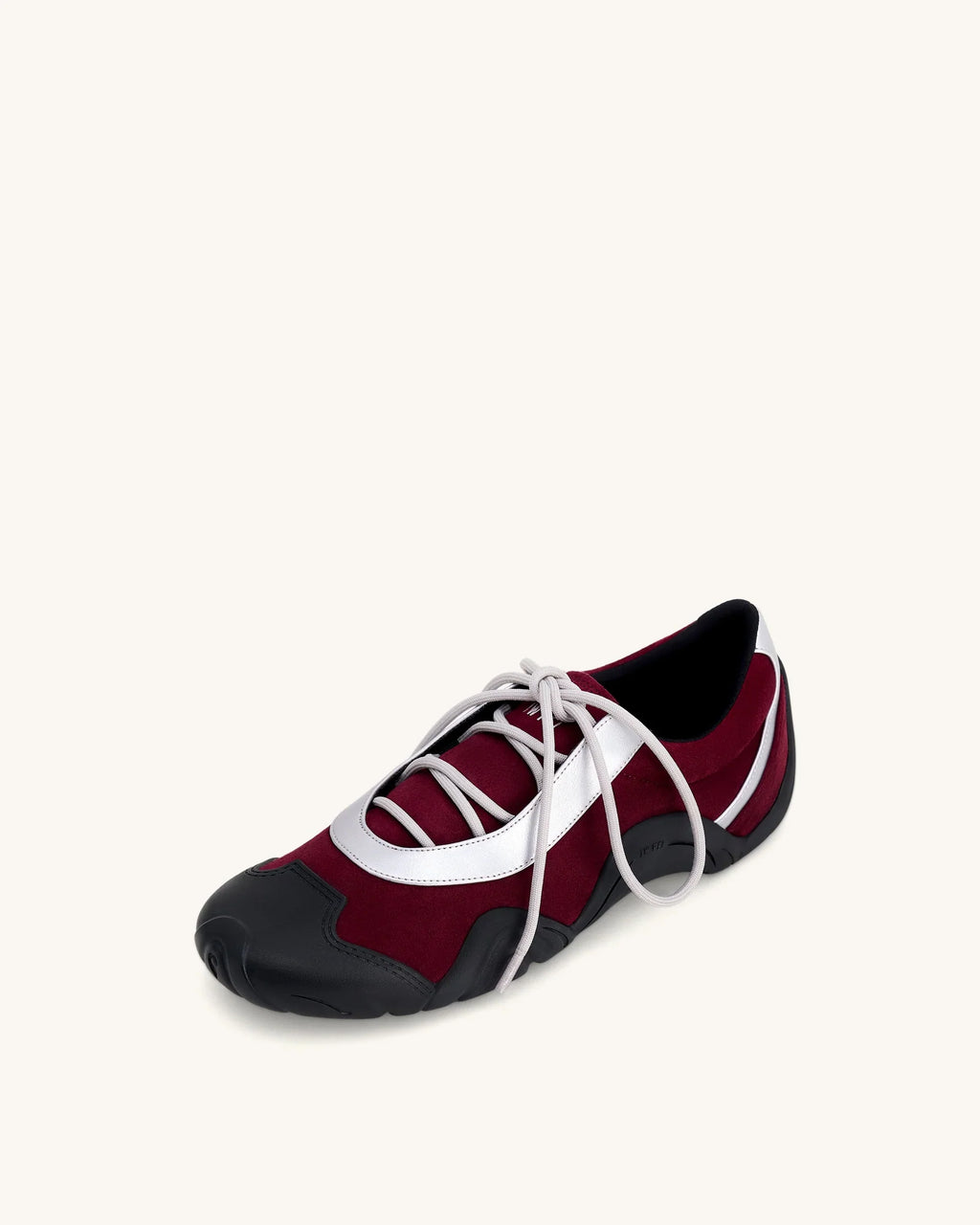 JW PEI Caitlin Faux Suede Lace-up Ballerina Sneakers - Burgundy & Light Grey