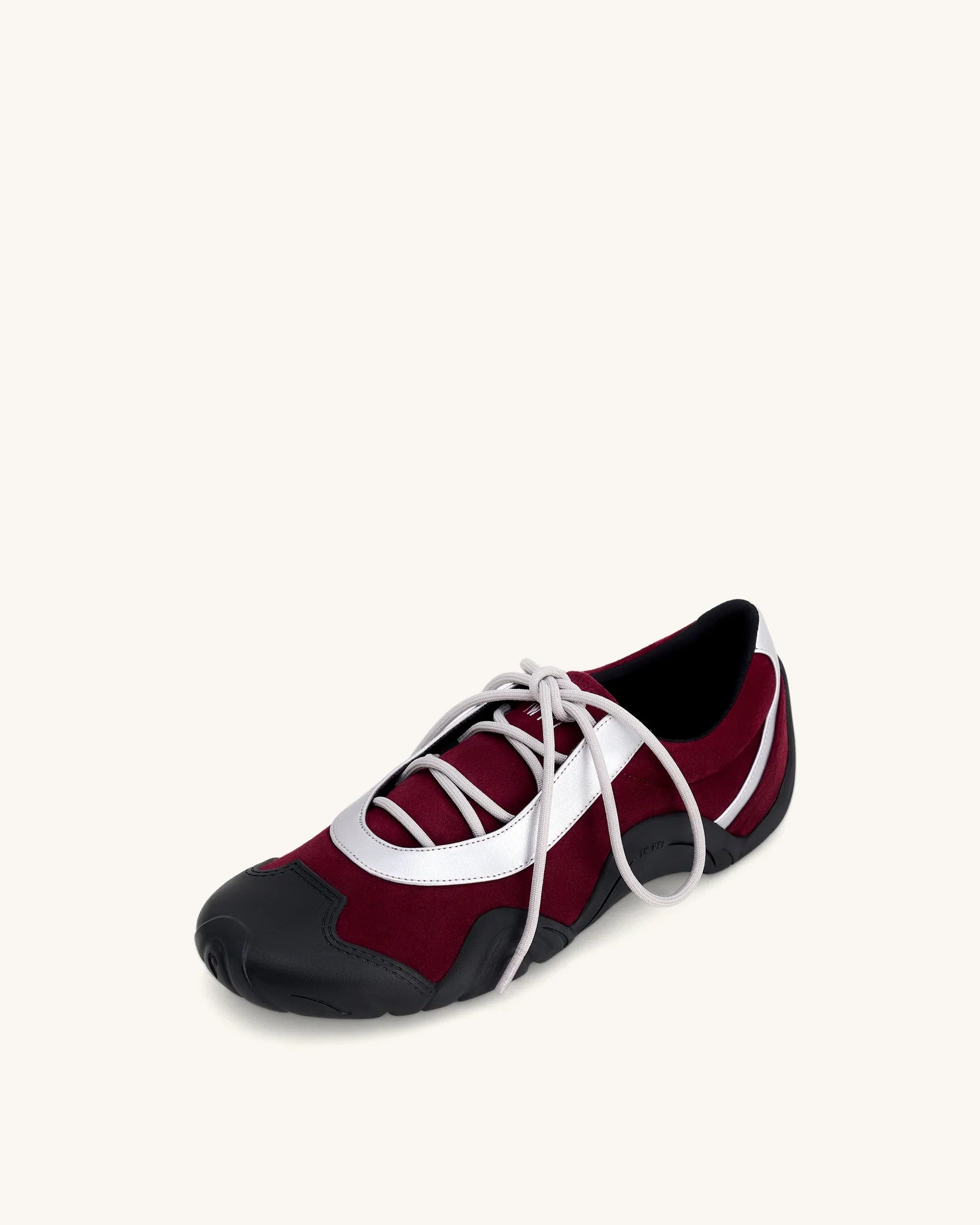 JW PEI Caitlin Faux Suede Lace-up Ballerina Sneakers - Burgundy & Light Grey