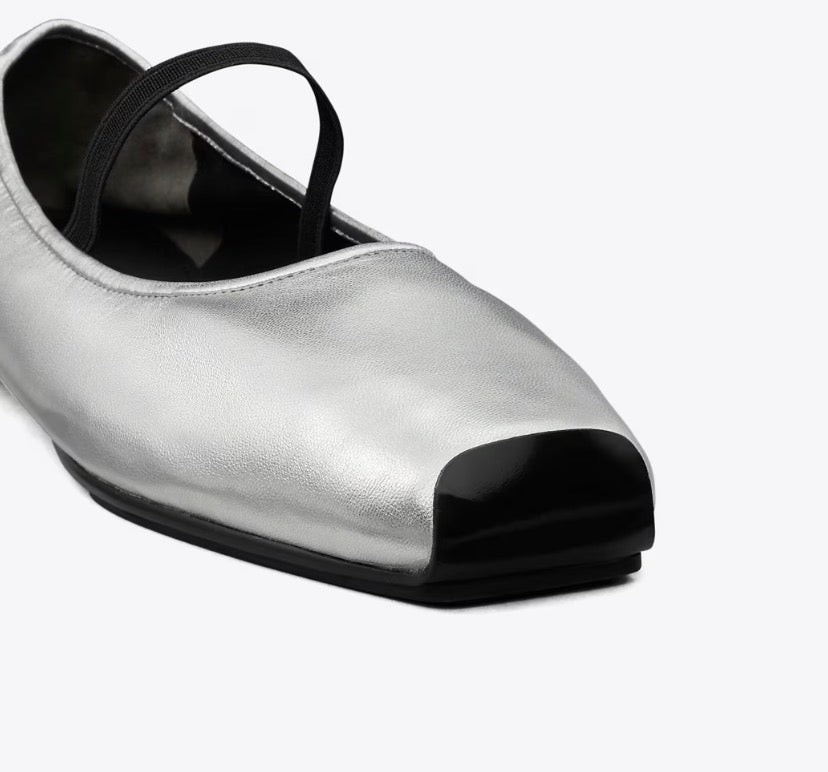 TORY BURCH RUNWAY BALLET   -  Silver / Perfect Black