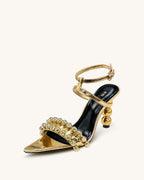 JW PEI Mia Strappy High Heels With Beaded Detail - Gold