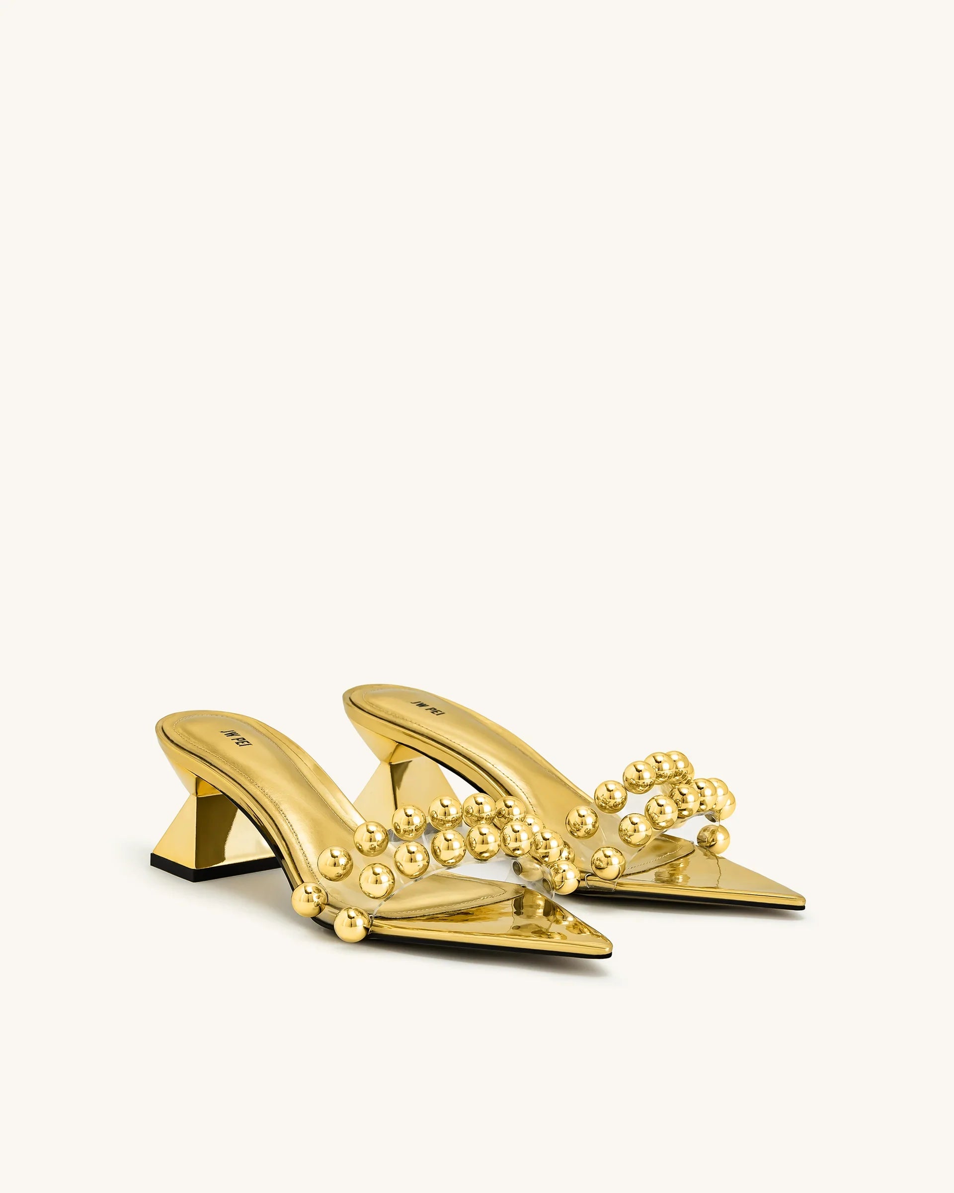 JW PEI Gianna Beaded Strap Mules - Gold