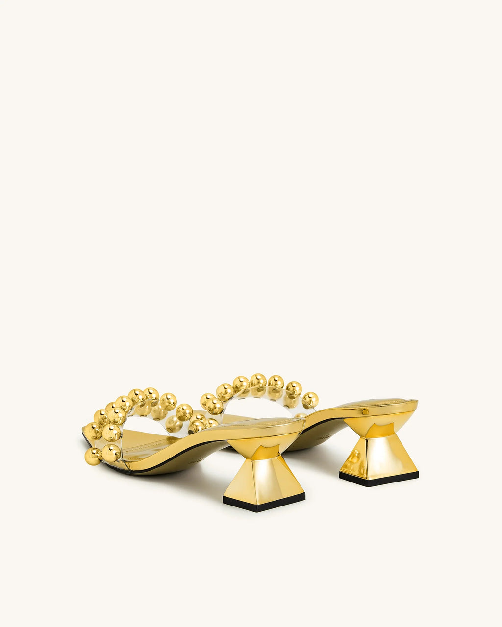 JW PEI Gianna Beaded Strap Mules - Gold