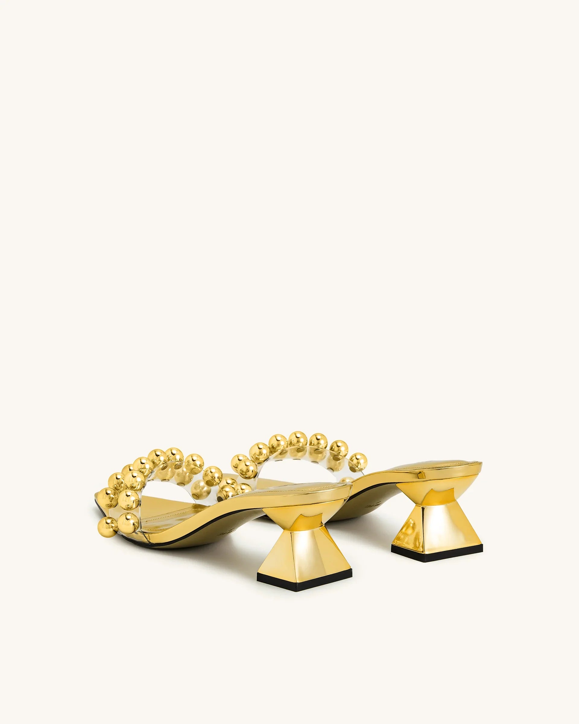 JW PEI Gianna Beaded Strap Mules - Gold