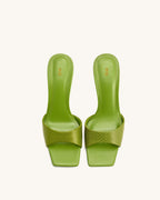 JW PEI Hannah Snakeskin Heel Mules - Green
