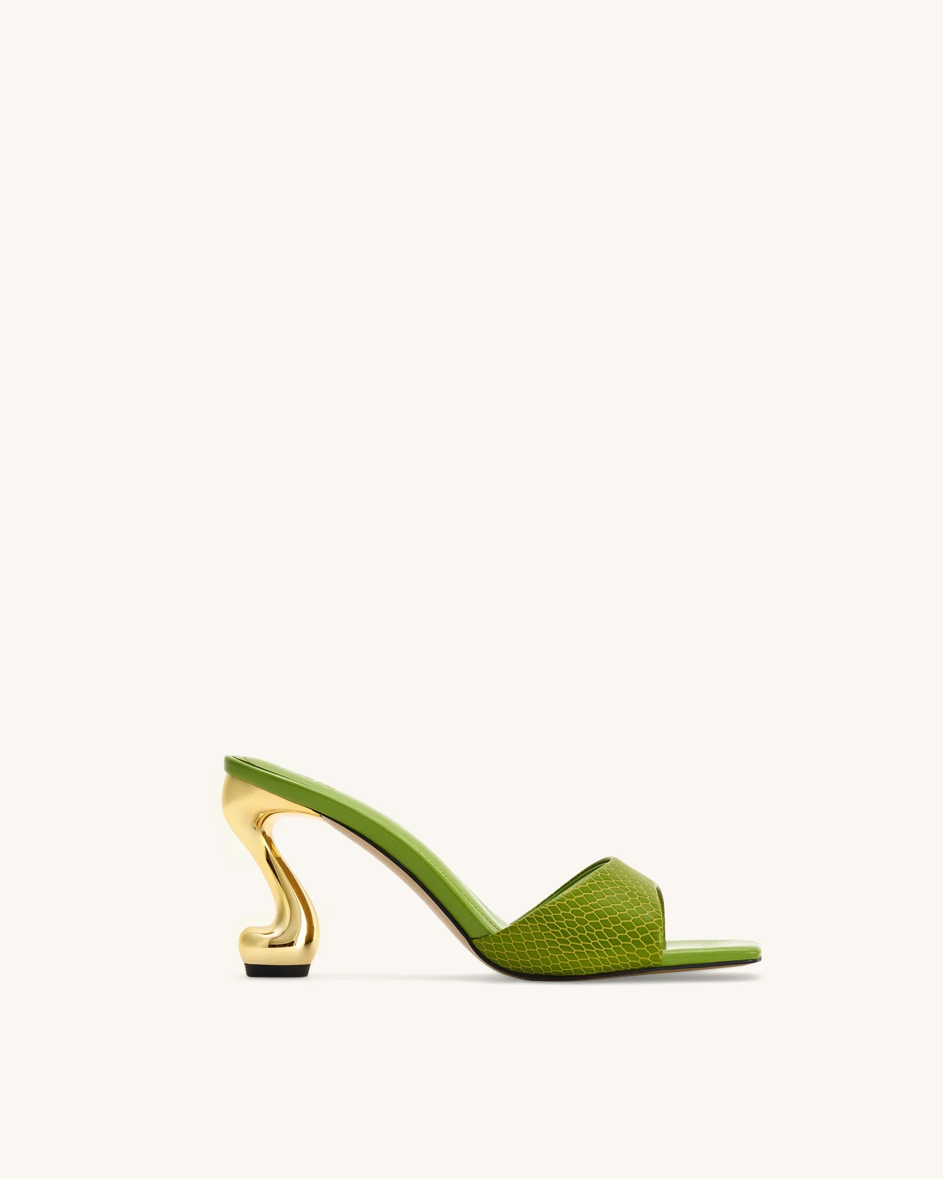 JW PEI Hannah Snakeskin Heel Mules - Green