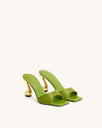 JW PEI Hannah Snakeskin Heel Mules - Green