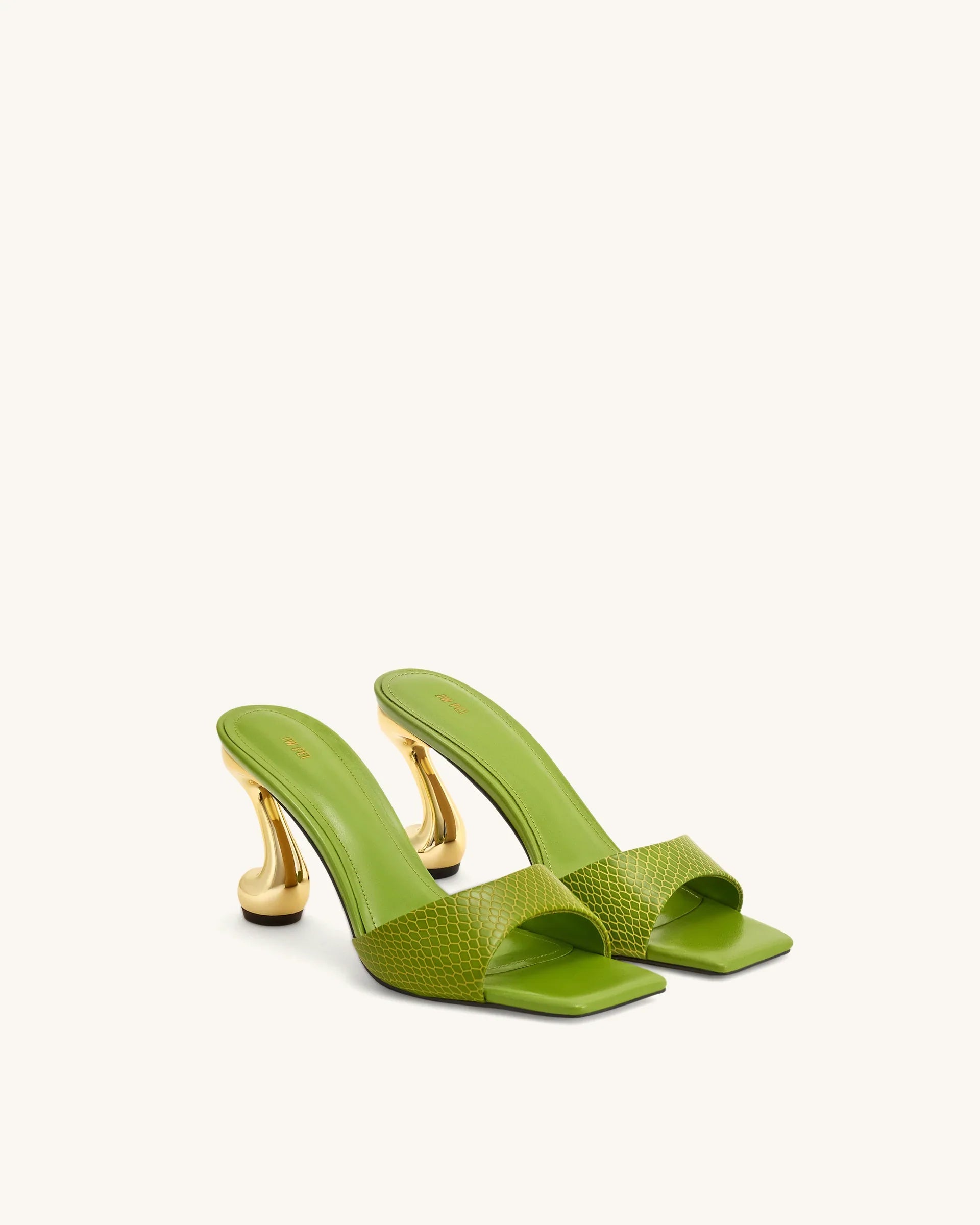 JW PEI Hannah Snakeskin Heel Mules - Green