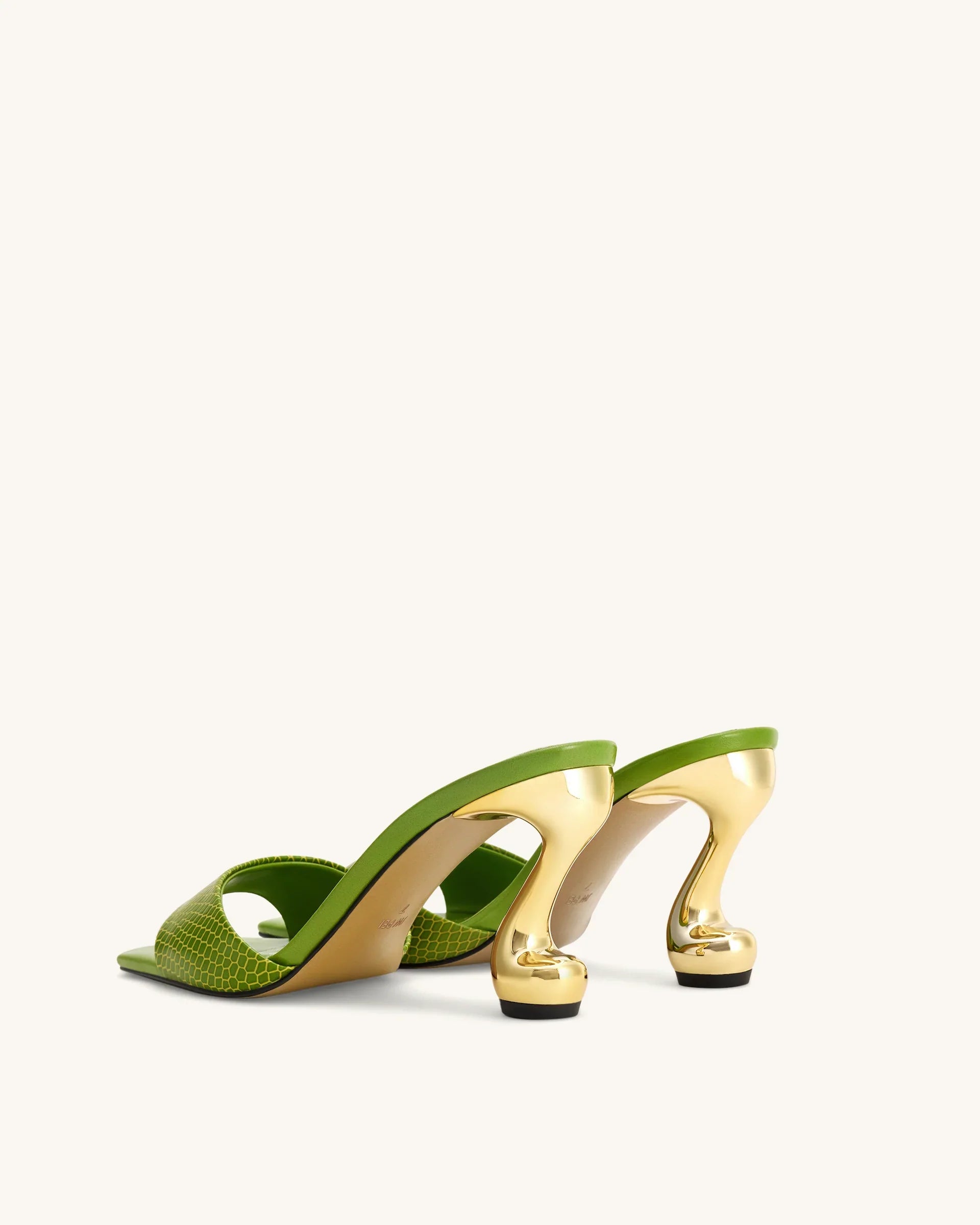 JW PEI Hannah Snakeskin Heel Mules - Green