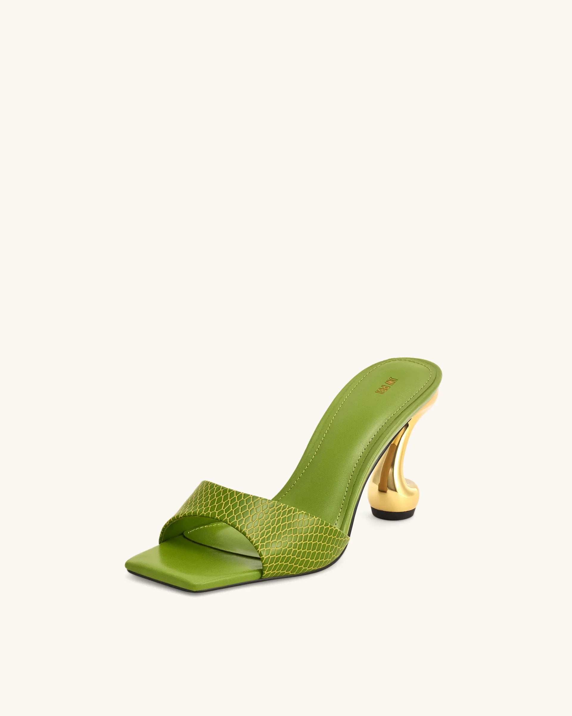 JW PEI Hannah Snakeskin Heel Mules - Green