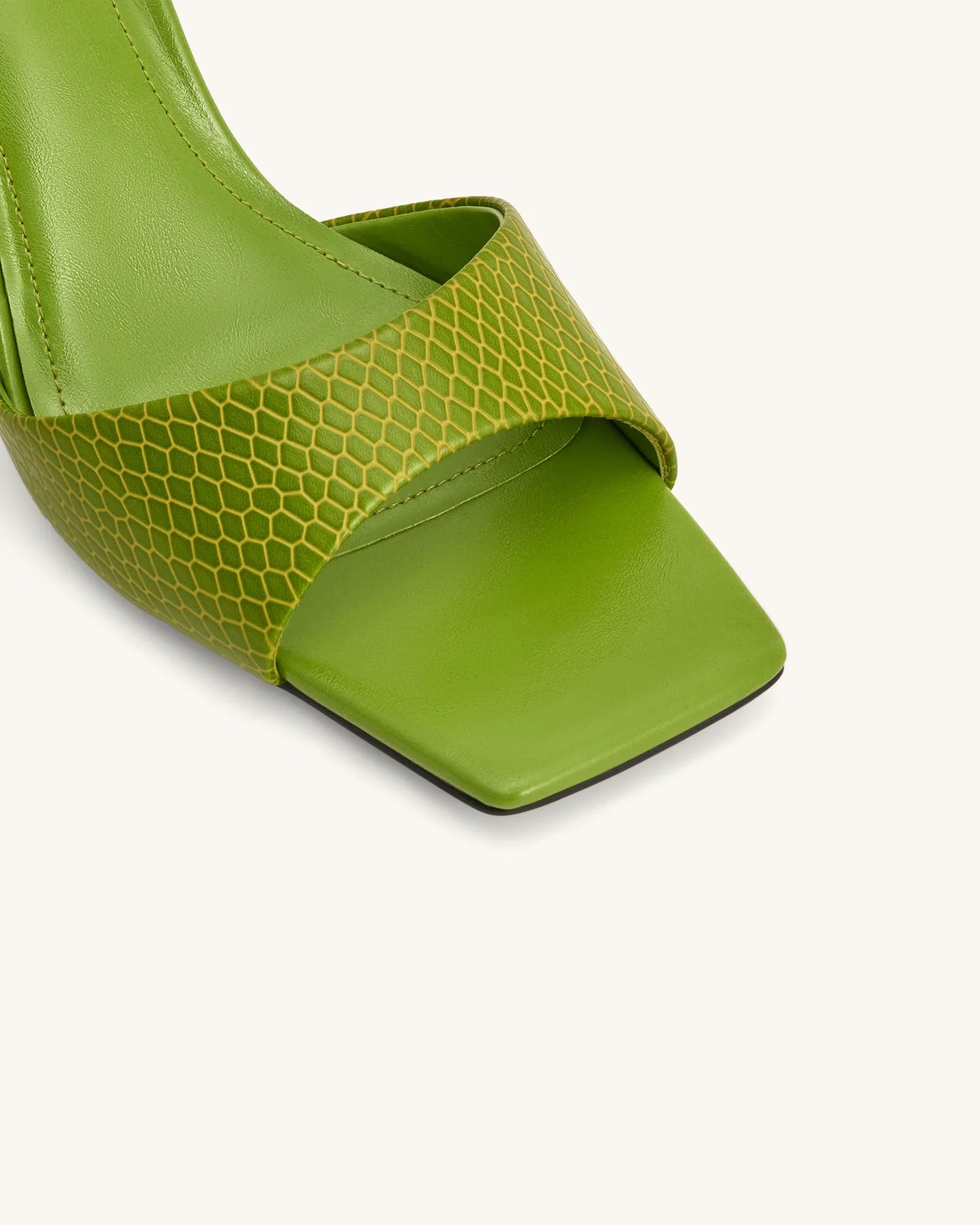 JW PEI Hannah Snakeskin Heel Mules - Green