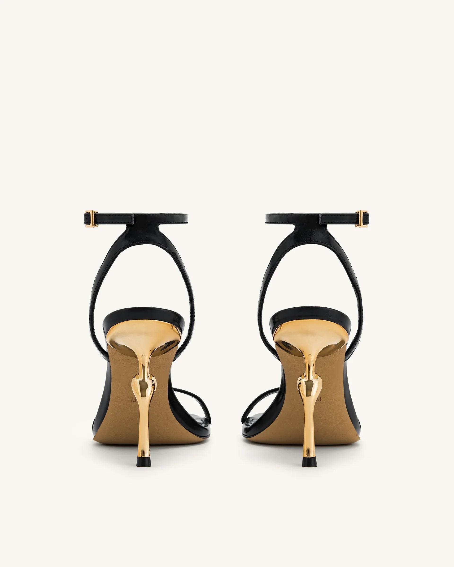 JW PEI Alivia Gold Metal Heel Sandals   -  Black