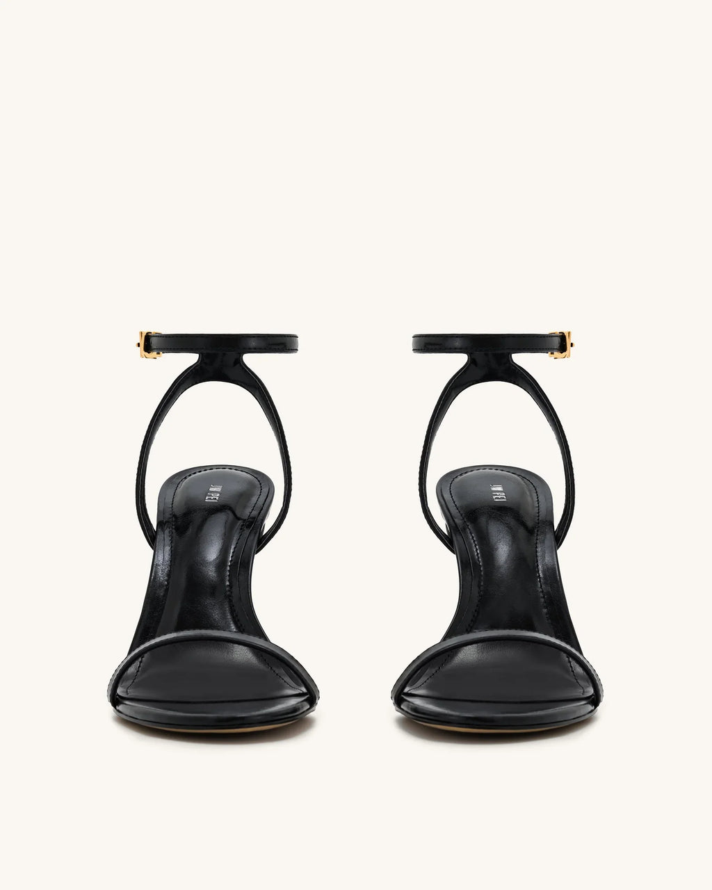 JW PEI Alivia Gold Metal Heel Sandals   -  Black