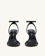 JW PEI Alivia Gold Metal Heel Sandals   -  Black