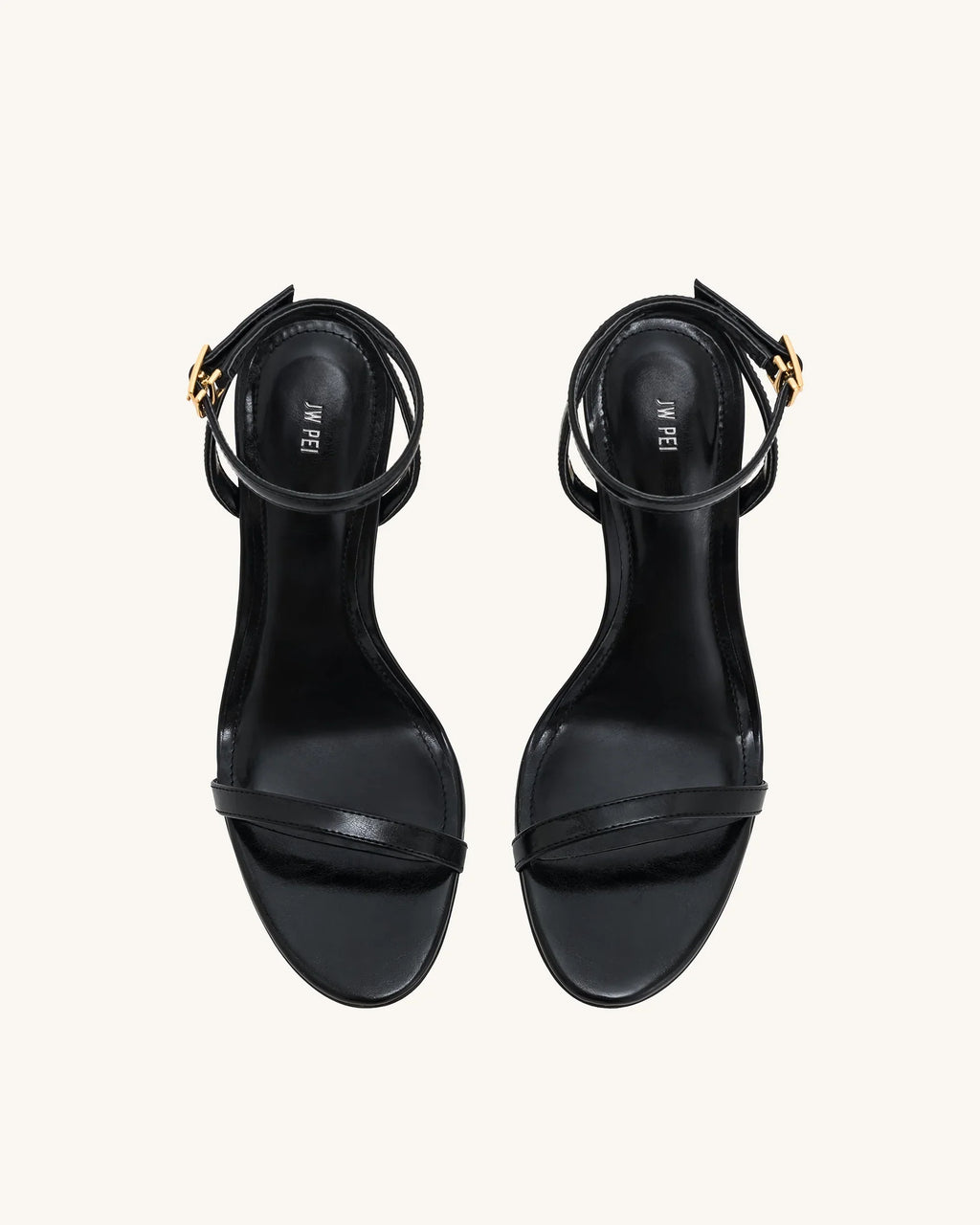 JW PEI Alivia Gold Metal Heel Sandals   -  Black
