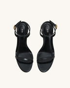 JW PEI Alivia Gold Metal Heel Sandals   -  Black