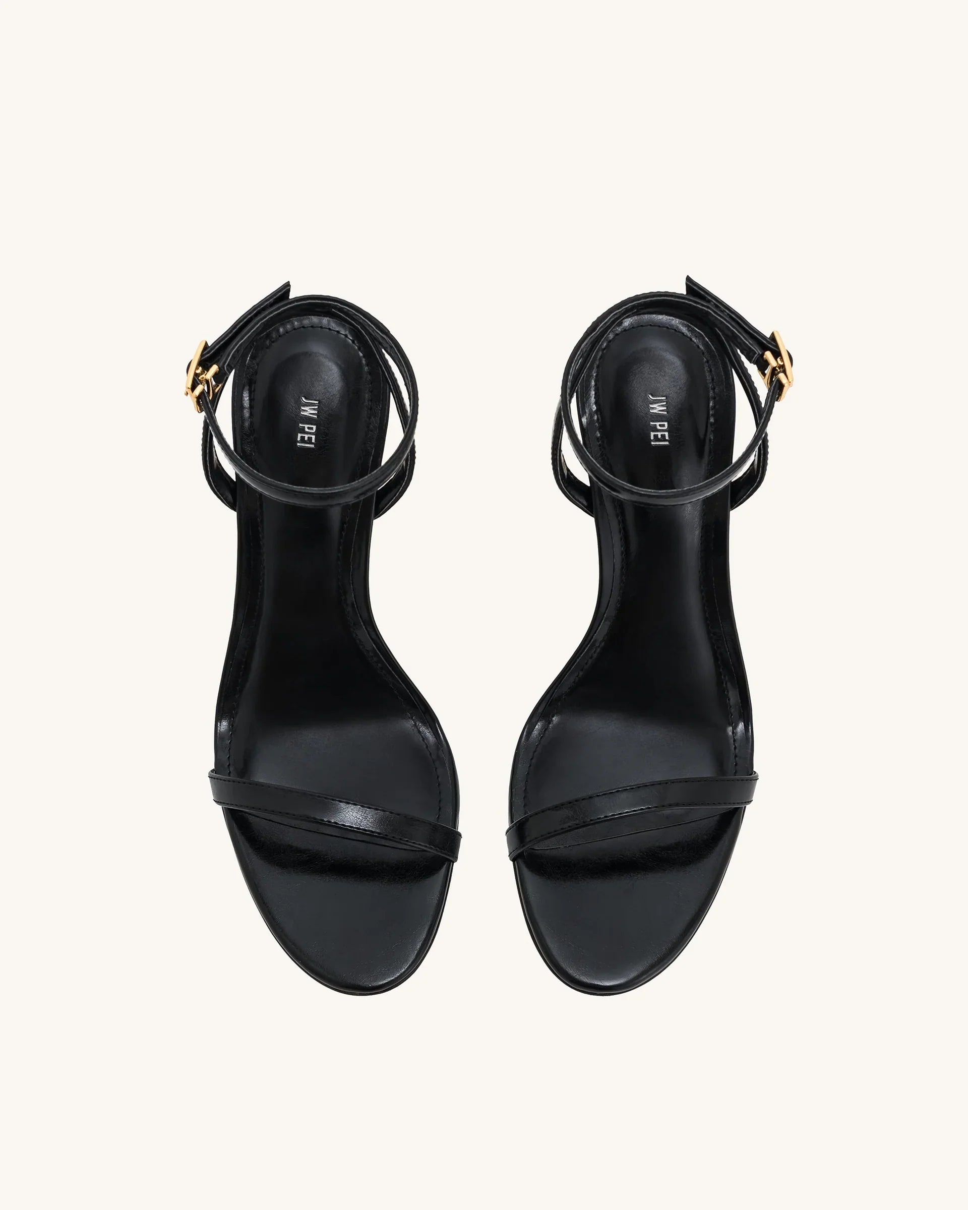 JW PEI Alivia Gold Metal Heel Sandals   -  Black