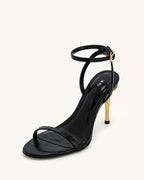 JW PEI Alivia Gold Metal Heel Sandals   -  Black