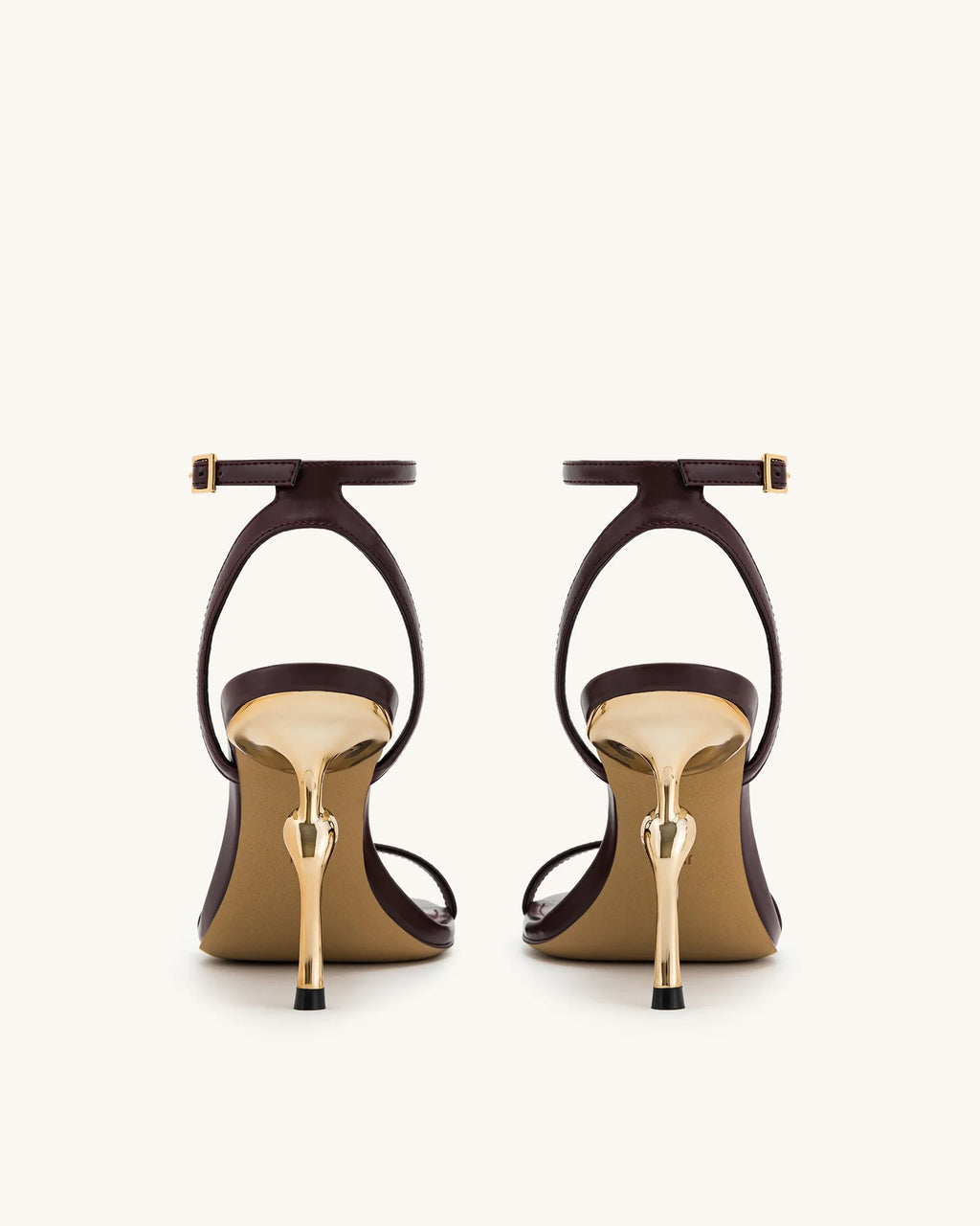 JW PEI Alivia Gold Metal Heel Sandals  -  Claret Red
