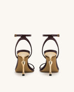 JW PEI Alivia Gold Metal Heel Sandals  -  Claret Red