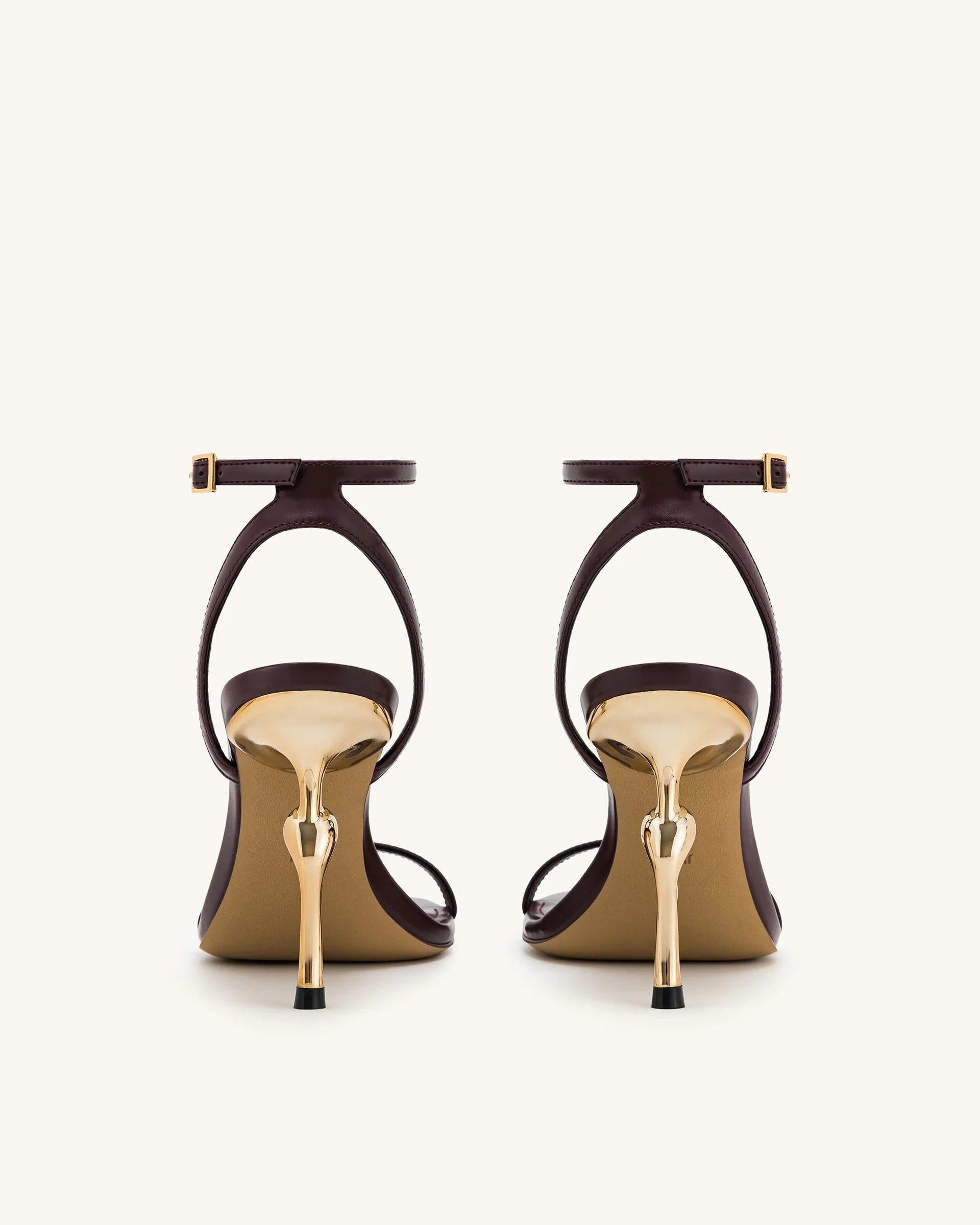 JW PEI Alivia Gold Metal Heel Sandals  -  Claret Red