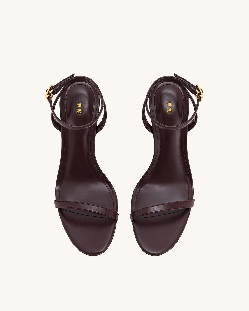 JW PEI Alivia Gold Metal Heel Sandals  -  Claret Red